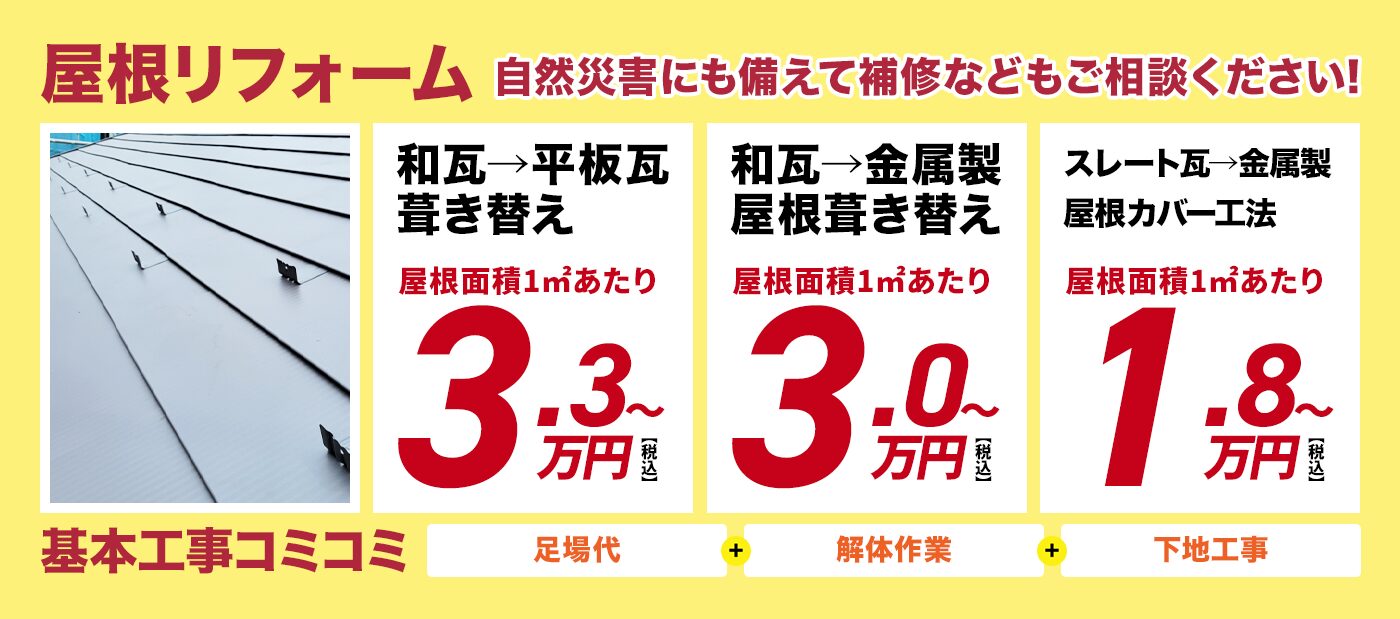 屋根リフォームの料金画像